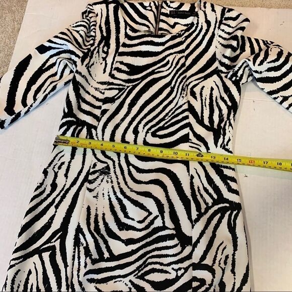 ZARA black White long Sleeve Zebra Print Bodycon cocktail mini Dress Sz M - Picture 10 of 13